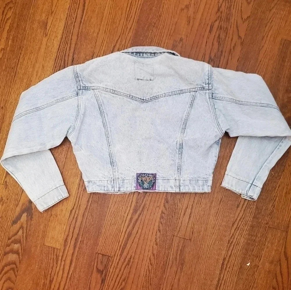 JORDACHE - VINTAGE 90s Acid Qash Cropped Denim & Lace Jacket - Picture 5 of 9